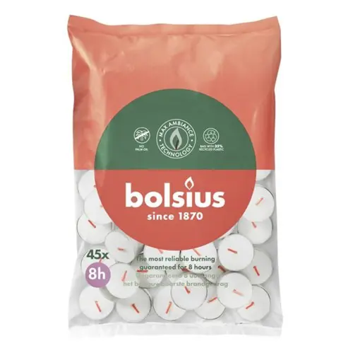 Bolsius Theelicht 8-uur (45 stuks)
