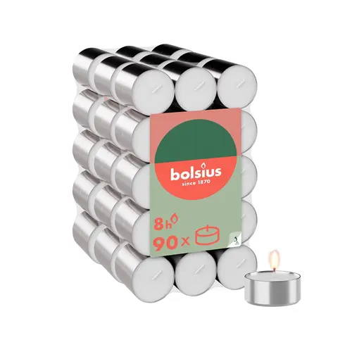 Bolsius Theelicht 8-uur Brickpack (30 stuks)