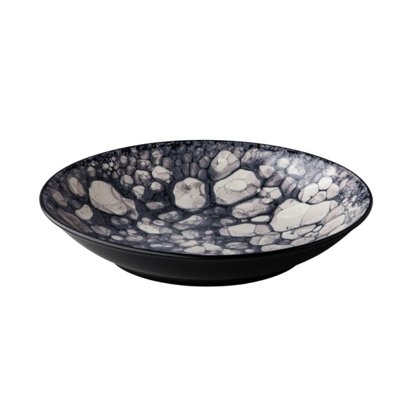Diep Bord <br /> Zwart Bubbles <br /> Q Authentic <br /> Ø 25.5  x 5 cm
