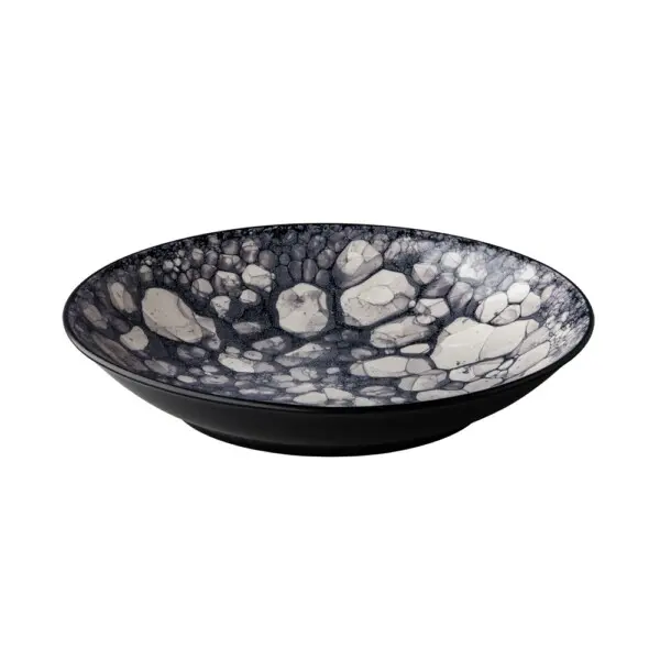 Diep Bord <br /> Zwart Bubbles <br /> Q Authentic <br /> Ø 25.5  x 5 cm