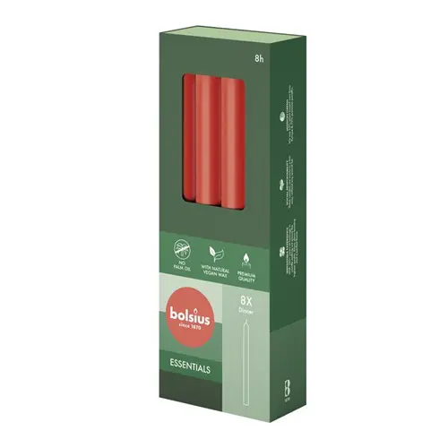 Bolsius Dinerkaars Delicate Red (8 stuks)