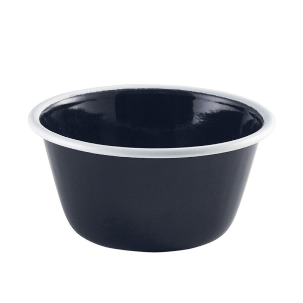 Emaille Diepe Ovenschaal Zwart/Wit Ø 12 cm