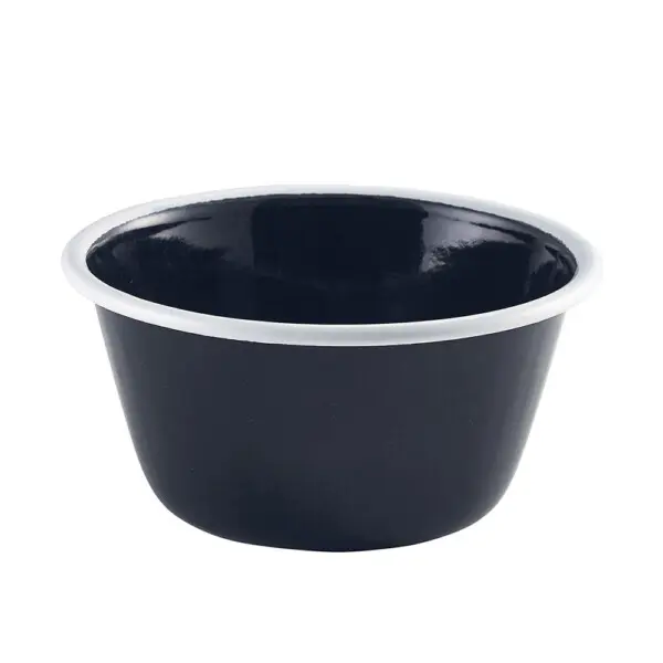 Emaille Diepe Ovenschaal Zwart/Wit Ø 12 cm