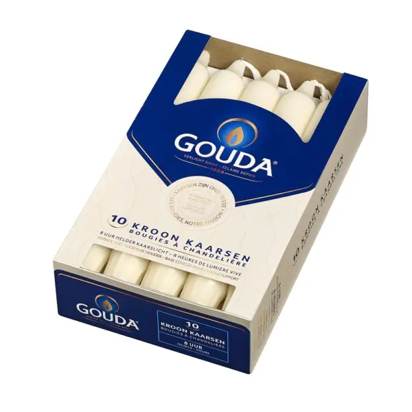 Gouda Kroonkaars Stearine Ivoor (10 stuks)