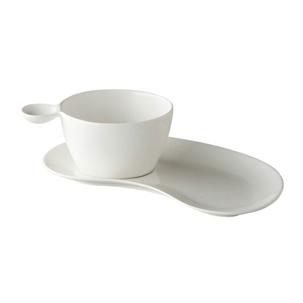 Q Fine China Ovale Soepkop Met Schotel Ø 6,5 cm