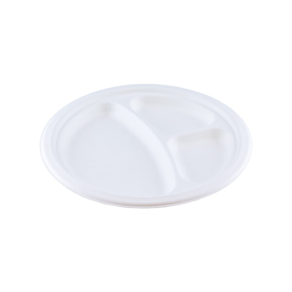 Suikerriet Bord 3-vaks <br /> Ø 23 cm (50 stuks)