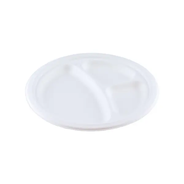 Suikerriet Bord 3-vaks <br /> Ø 23 cm (50 stuks)