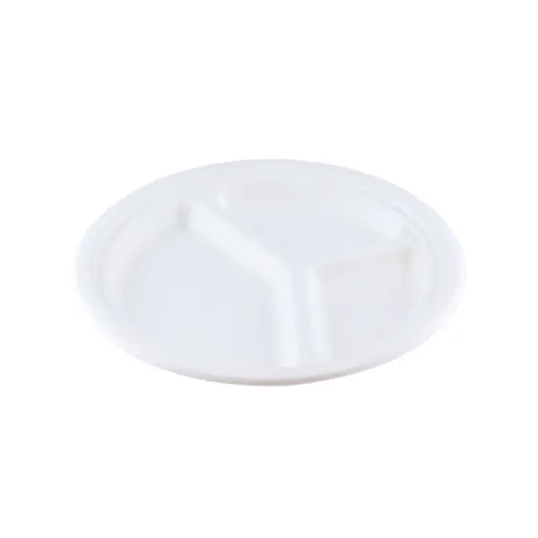Suikerriet Bord 3-vaks <br /> Ø 26 cm (50 stuks)