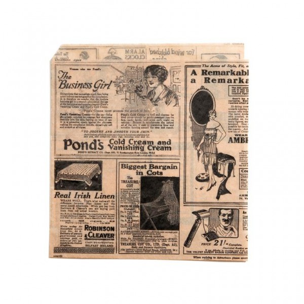 Vetvrij Papier Zakje "Newspaper" Bruin <br /> (per 500) 18 x 17 cm